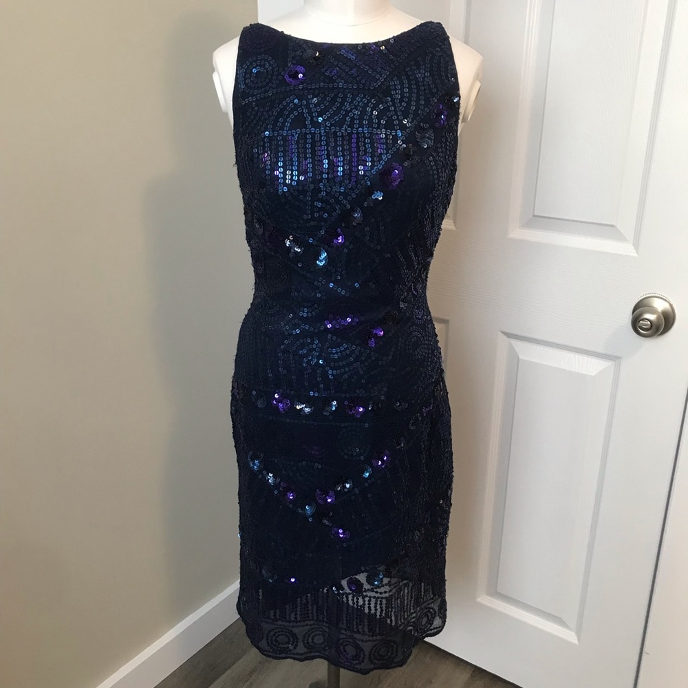 Scala Sequin Open Back Midi Dress